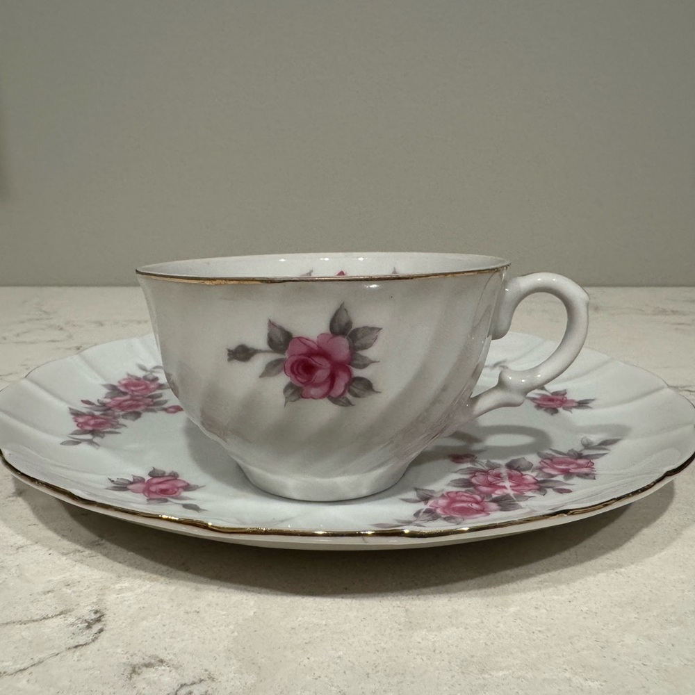 Vintage Floral Teacup and Saucer